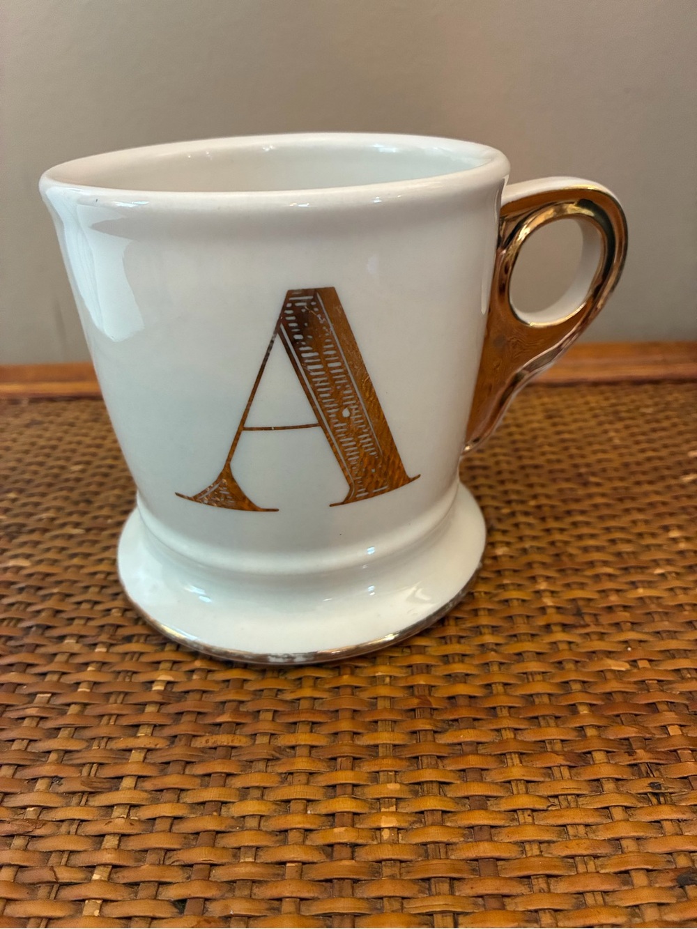 Anthropologie Limited Edition Metallic Gold Monogram Coffee Mug Letter A Initial
